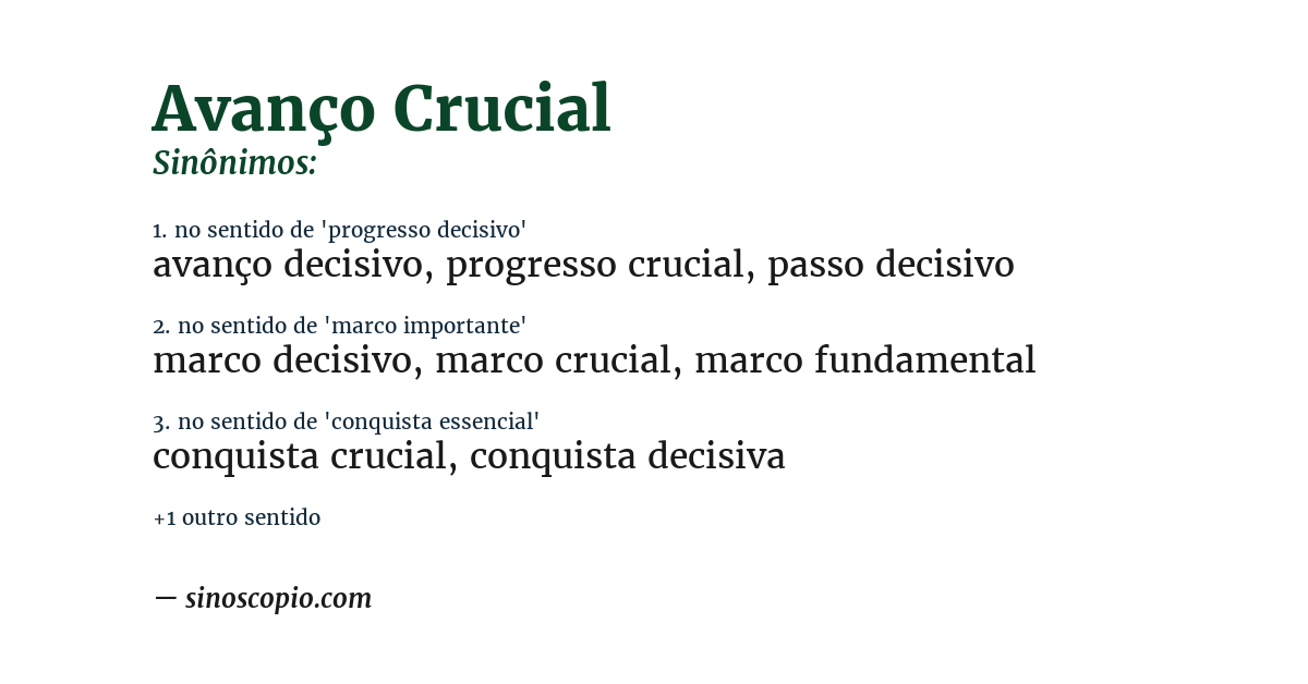 Sinônimo de avanço crucial