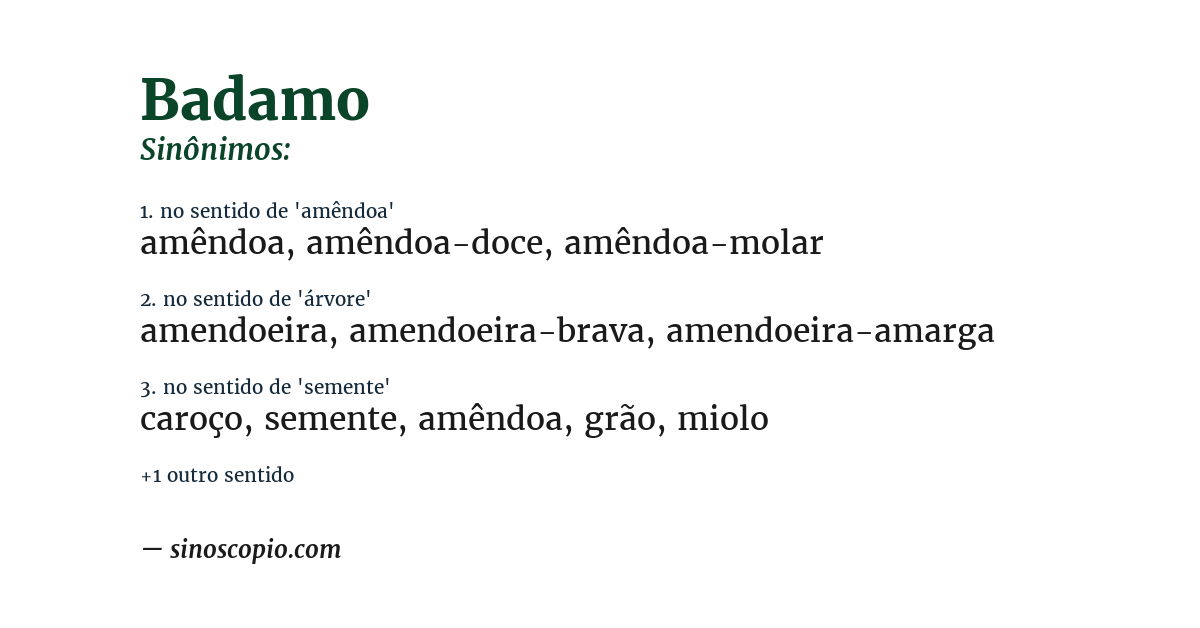 Sinônimo de badamo