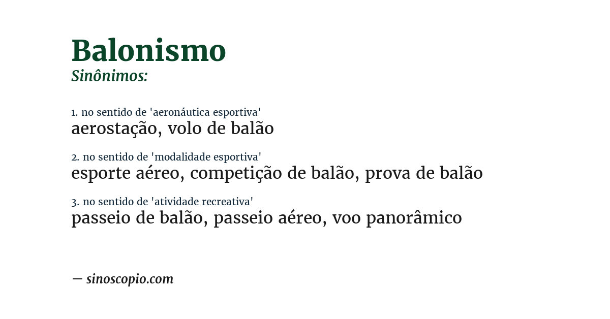 Sinônimo de balonismo