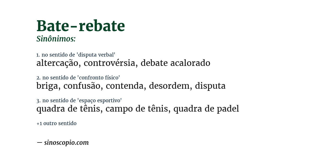 Sinônimo de bate-rebate