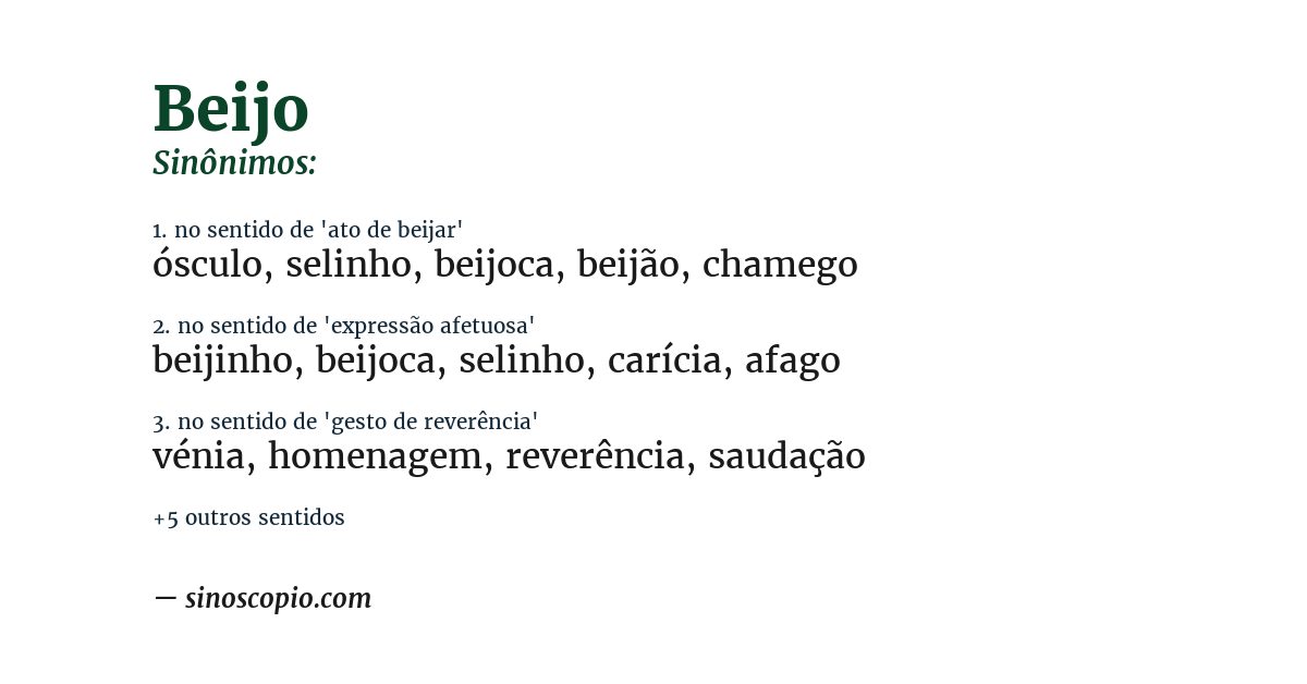 Sinônimo de beijo