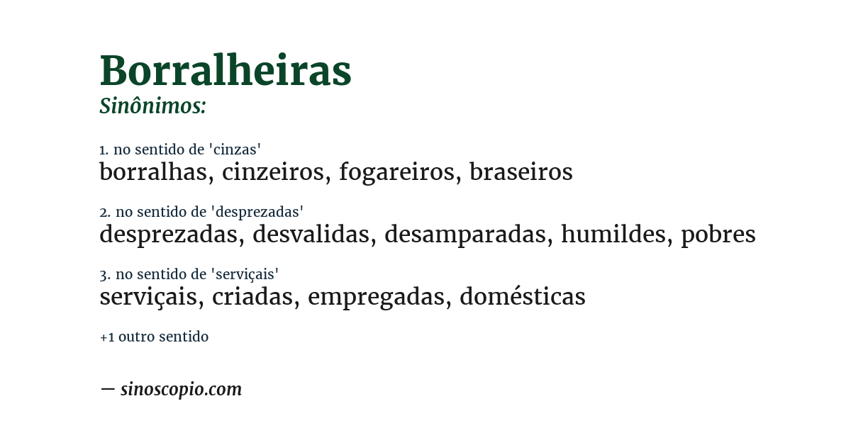 Sinônimo de borralheiras