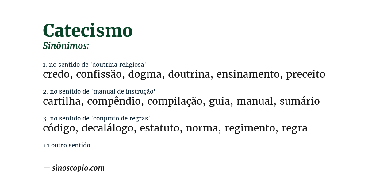 Sinônimo de catecismo