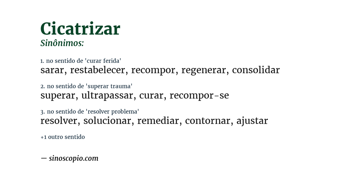 Sinônimo de cicatrizar