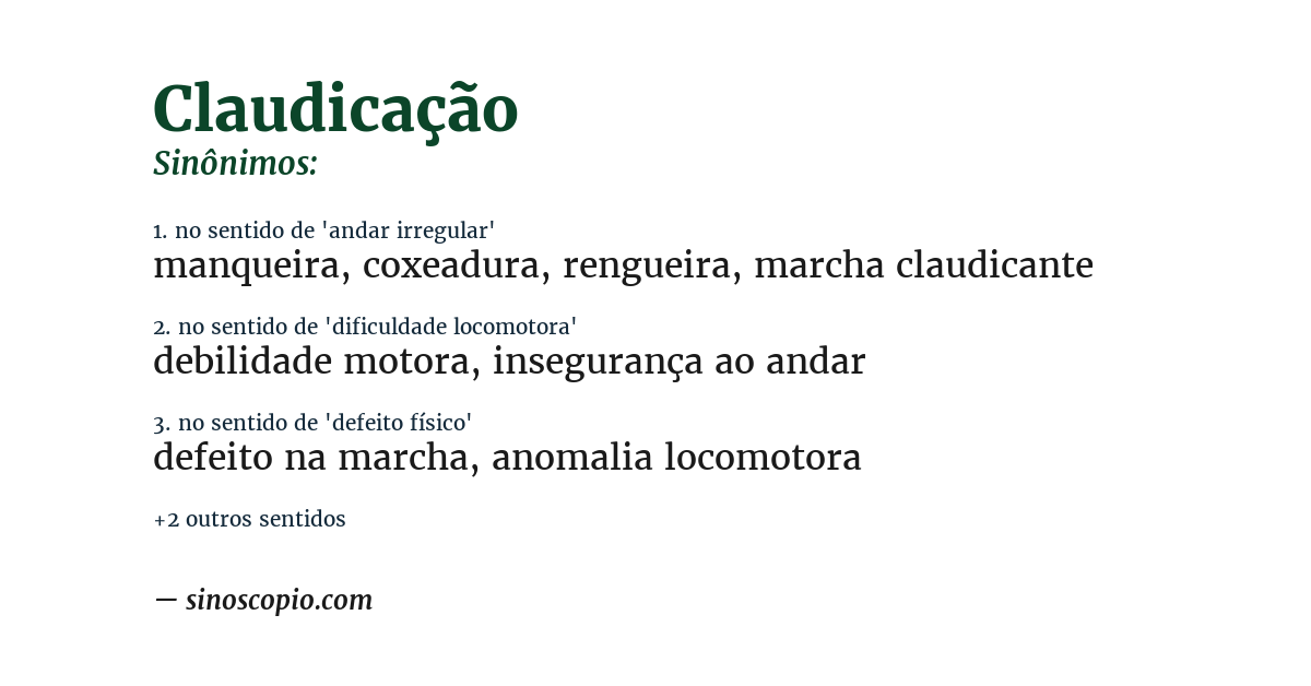 Sinônimo de claudicação