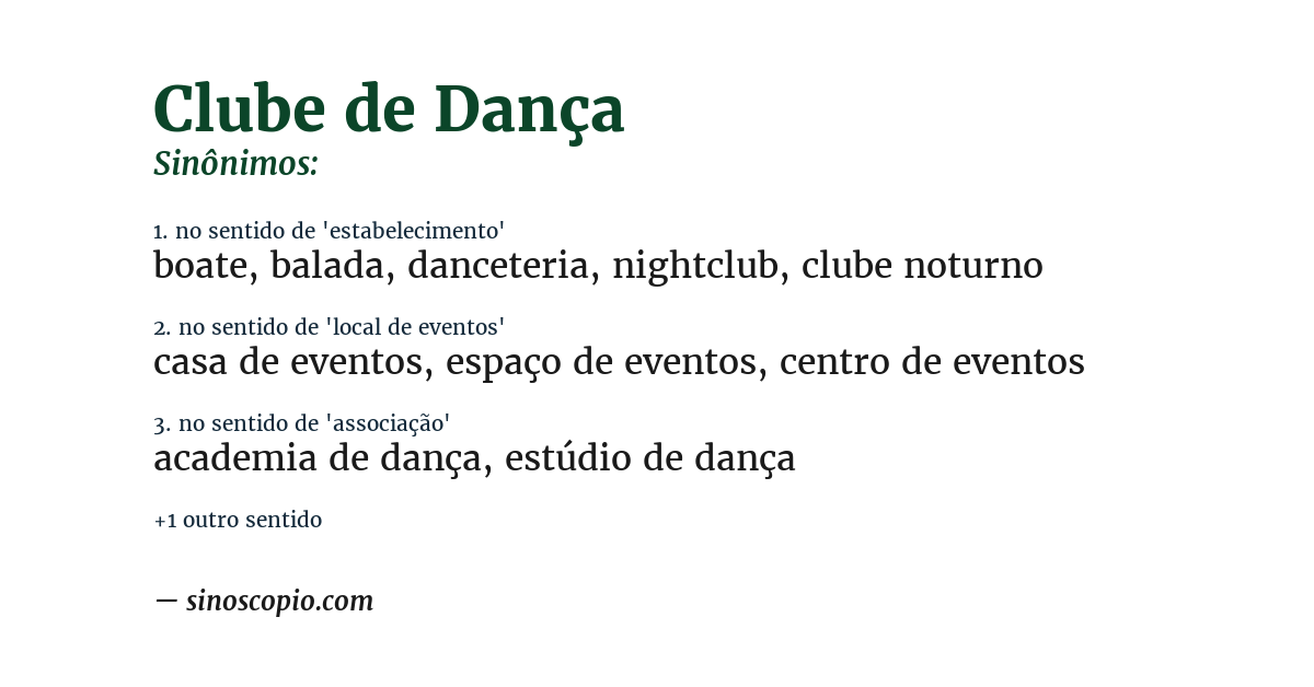 Sinônimo de clube de dança
