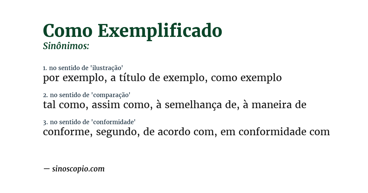 Sinônimo de como exemplificado