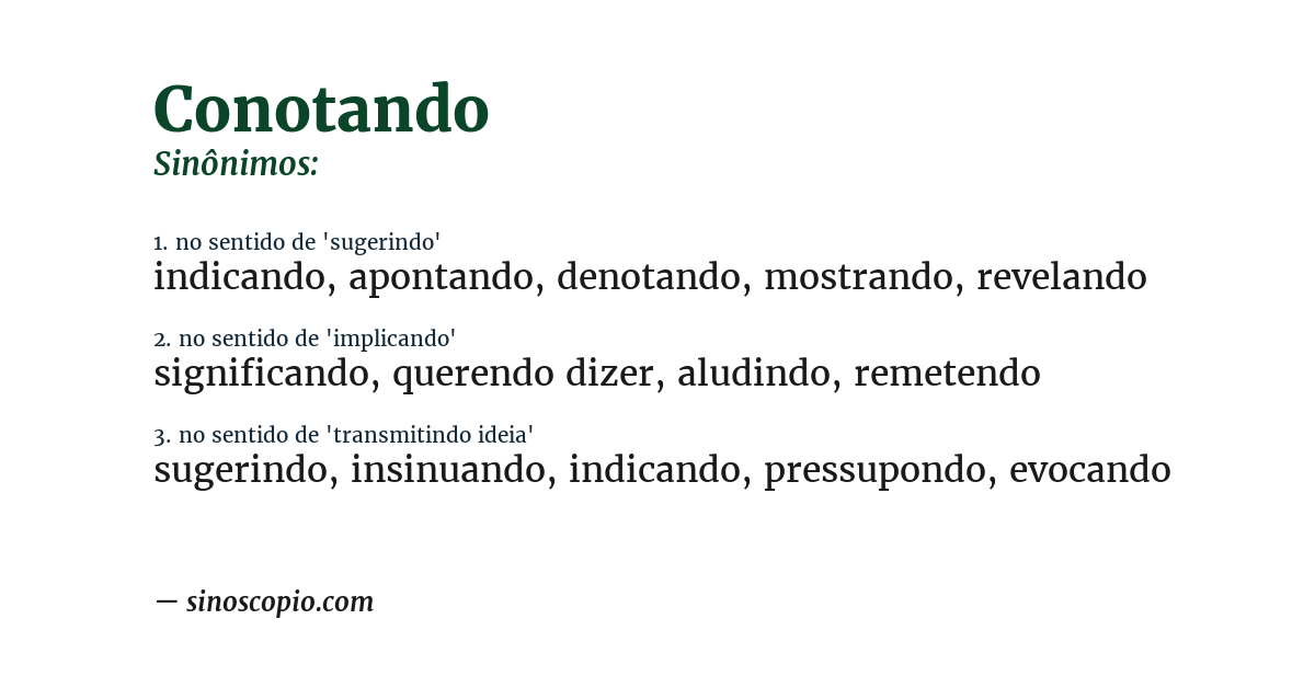 Sinônimo de conotando