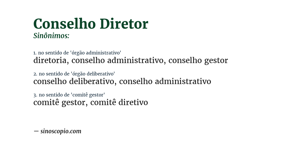 Sinônimo de conselho diretor
