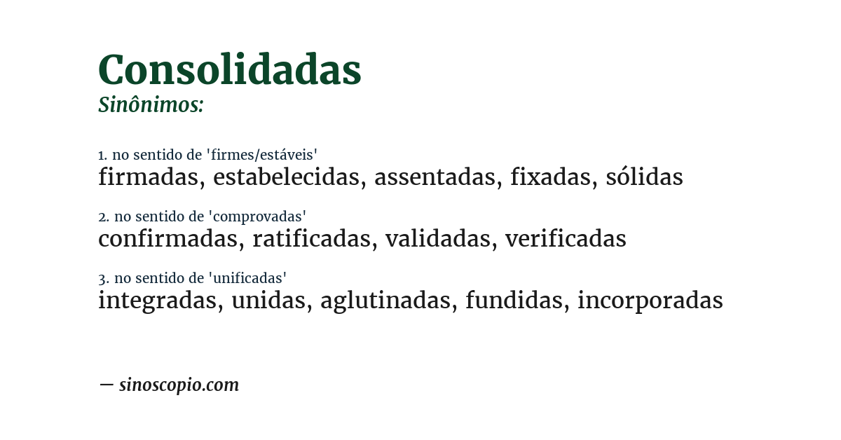 Sinônimo de consolidadas
