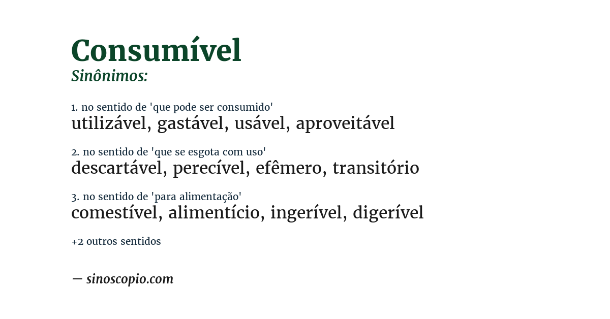 Sinônimo de consumível