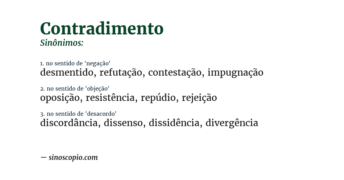 Sinônimo de contradimento