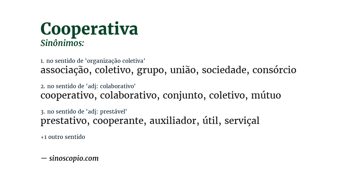 Sinônimo de cooperativa