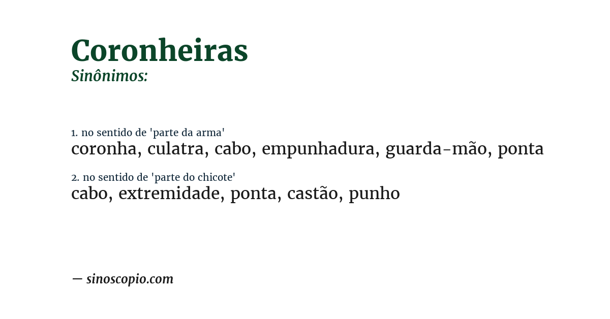 Sinônimo de coronheiras