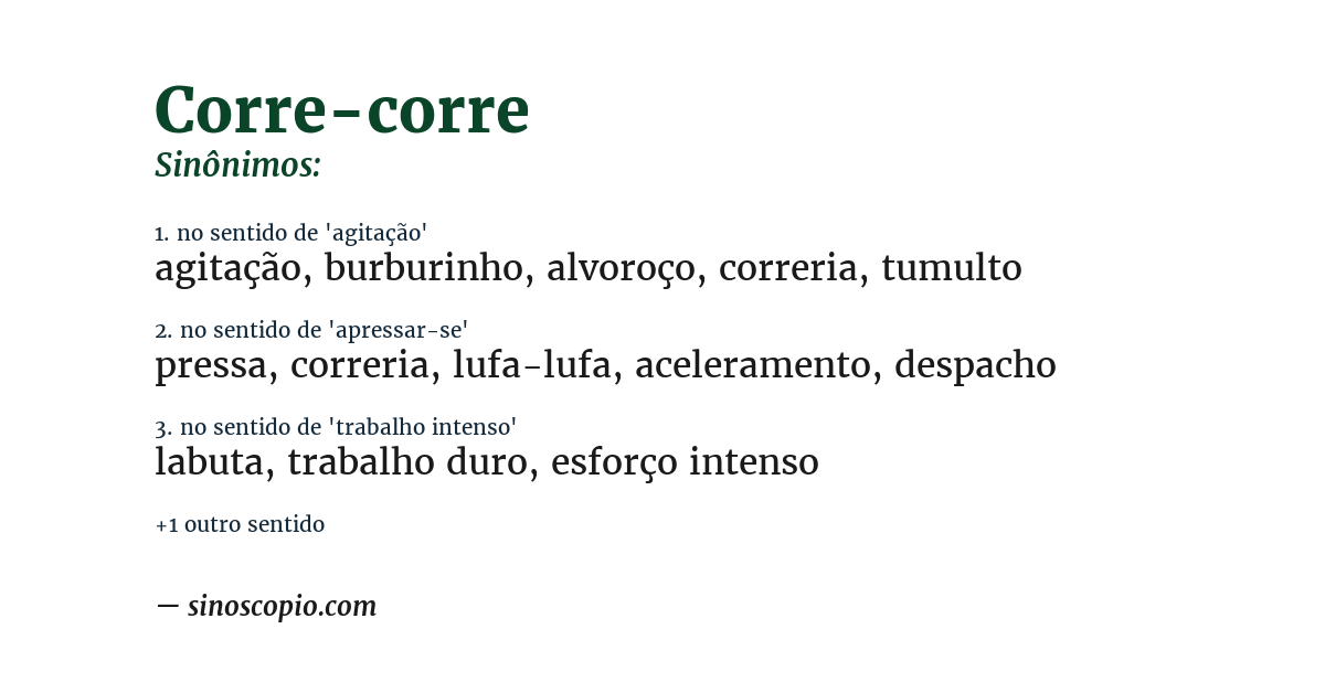 Sinônimo de corre-corre