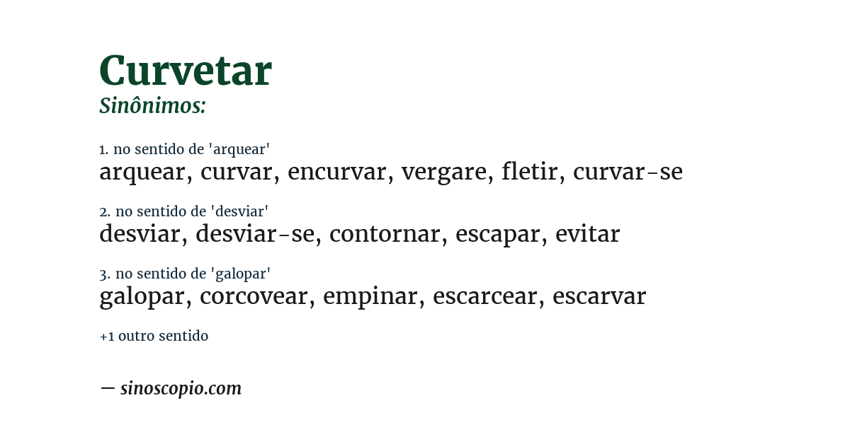 Sinônimo de curvetar