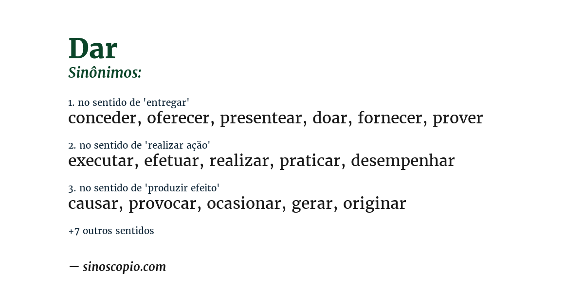 Sinônimo de dar