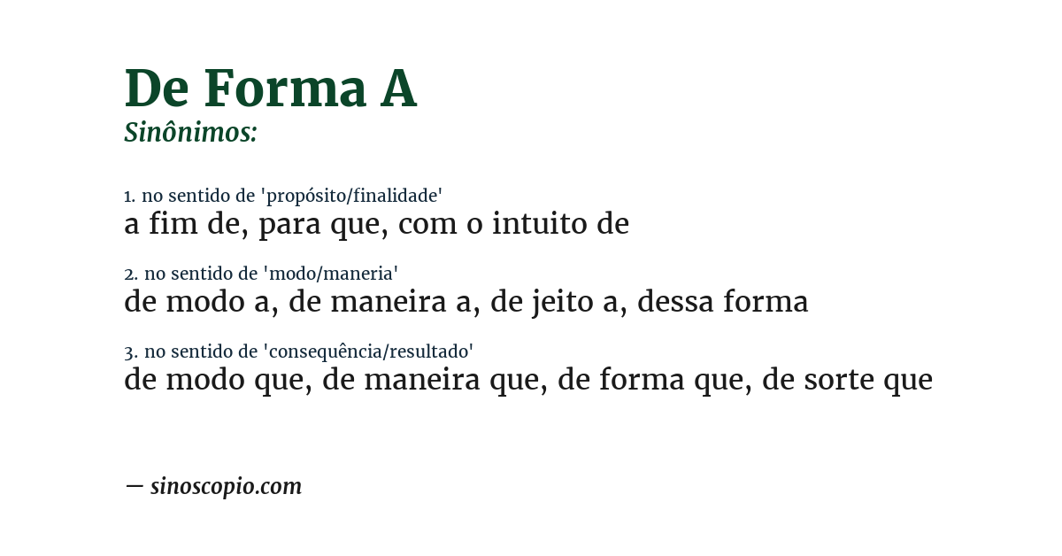 Sinônimo de de forma a
