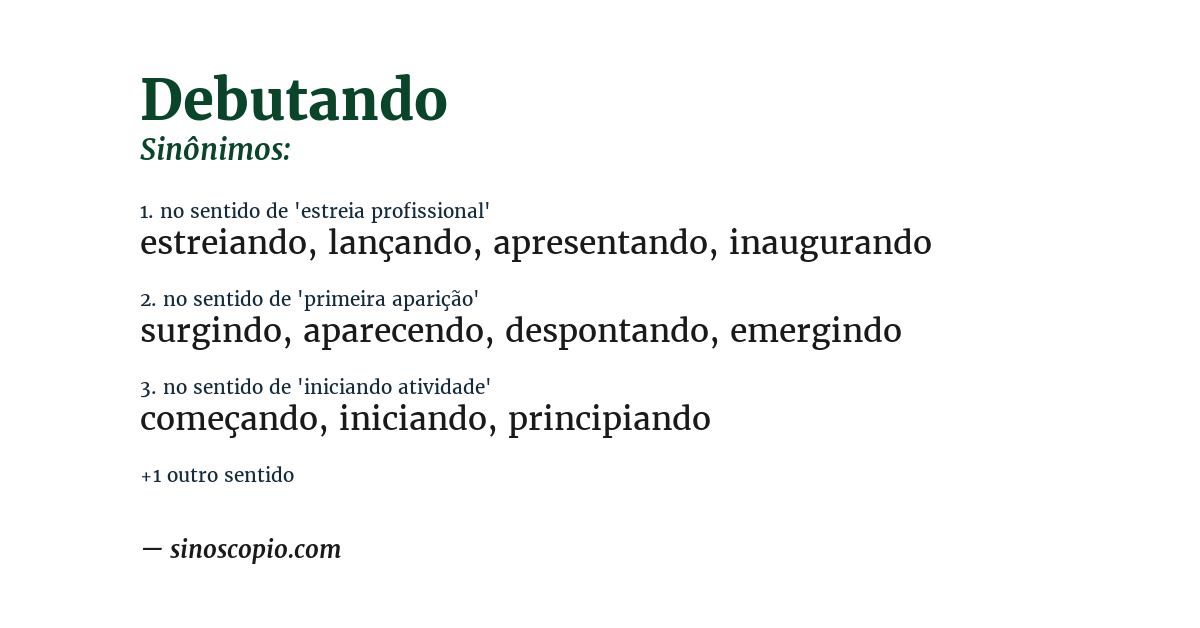 Sinônimo de debutando