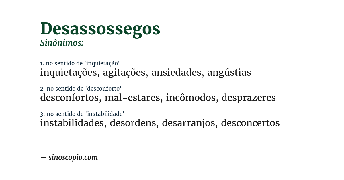 Sinônimo de desassossegos