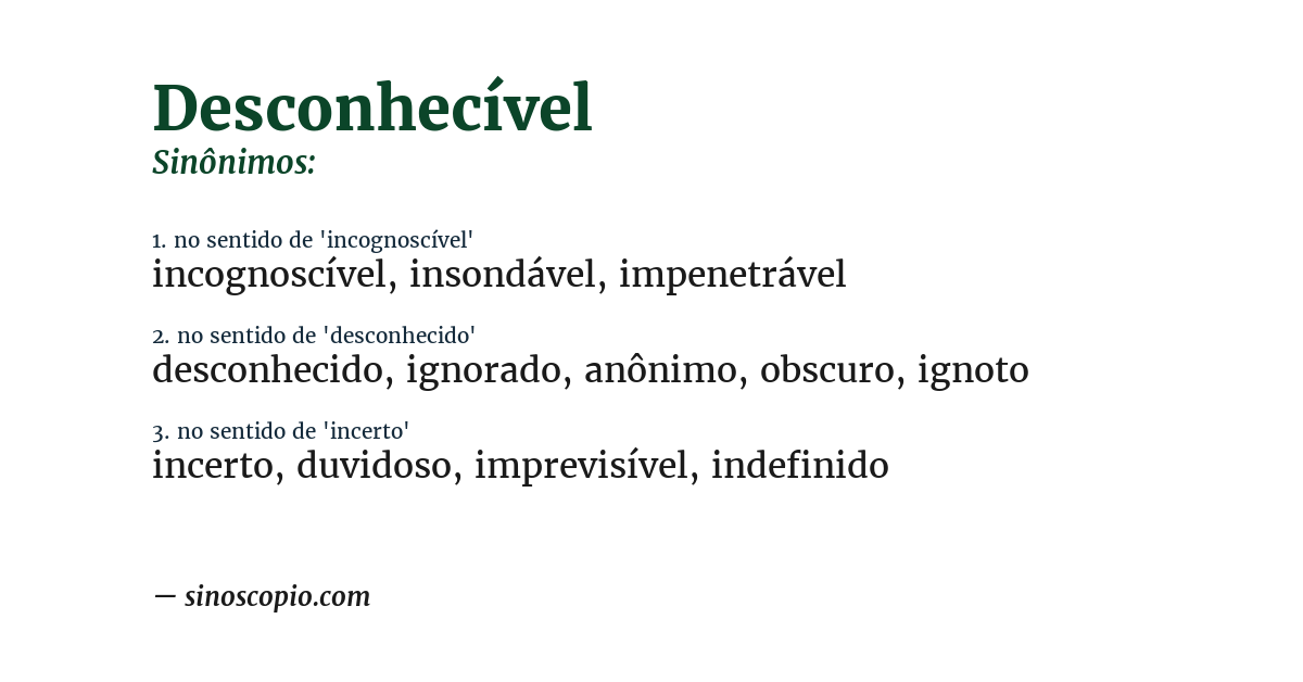 Sinônimo de desconhecível