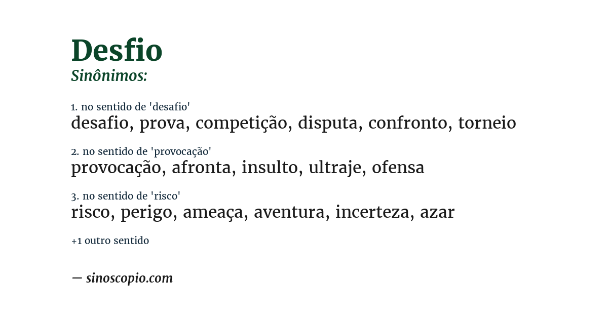 Sinônimo de desfio
