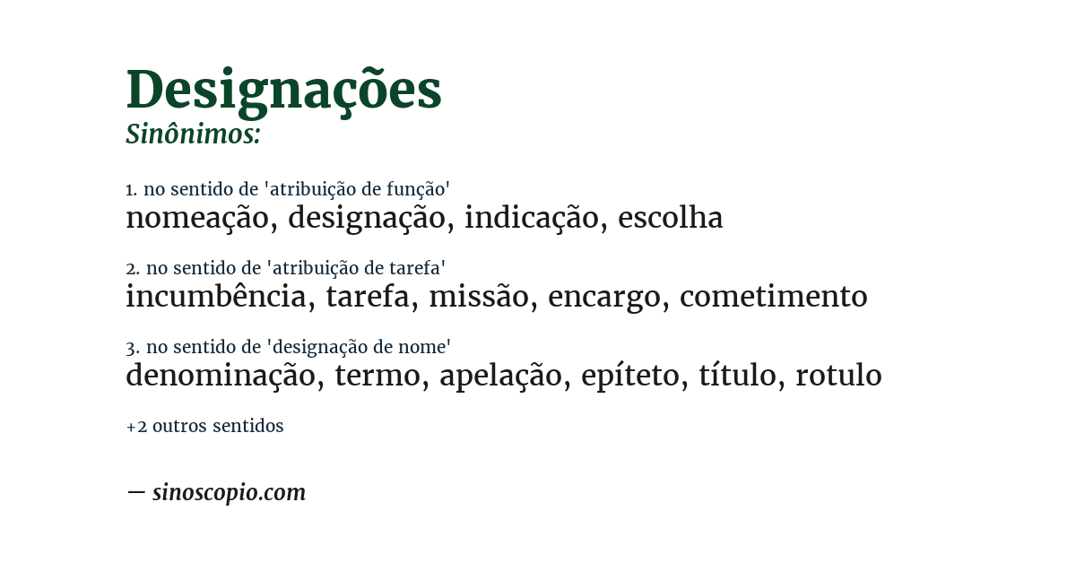 Sinônimo de designações