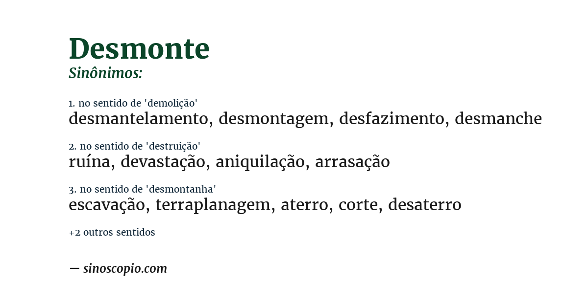 Sinônimo de desmonte