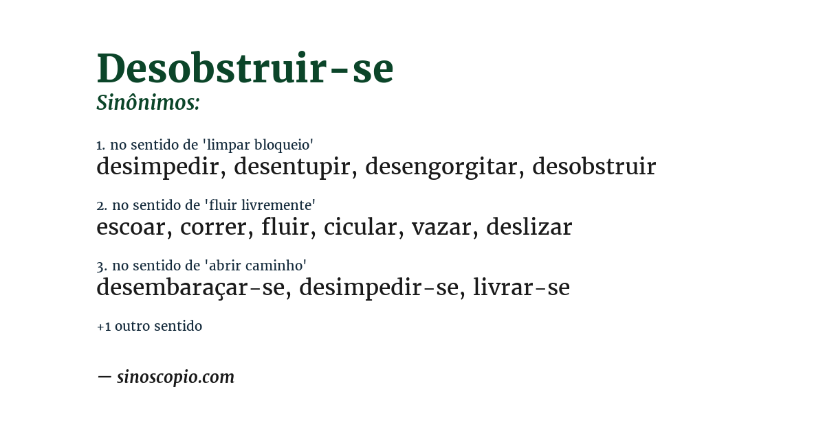 Sinônimo de desobstruir-se
