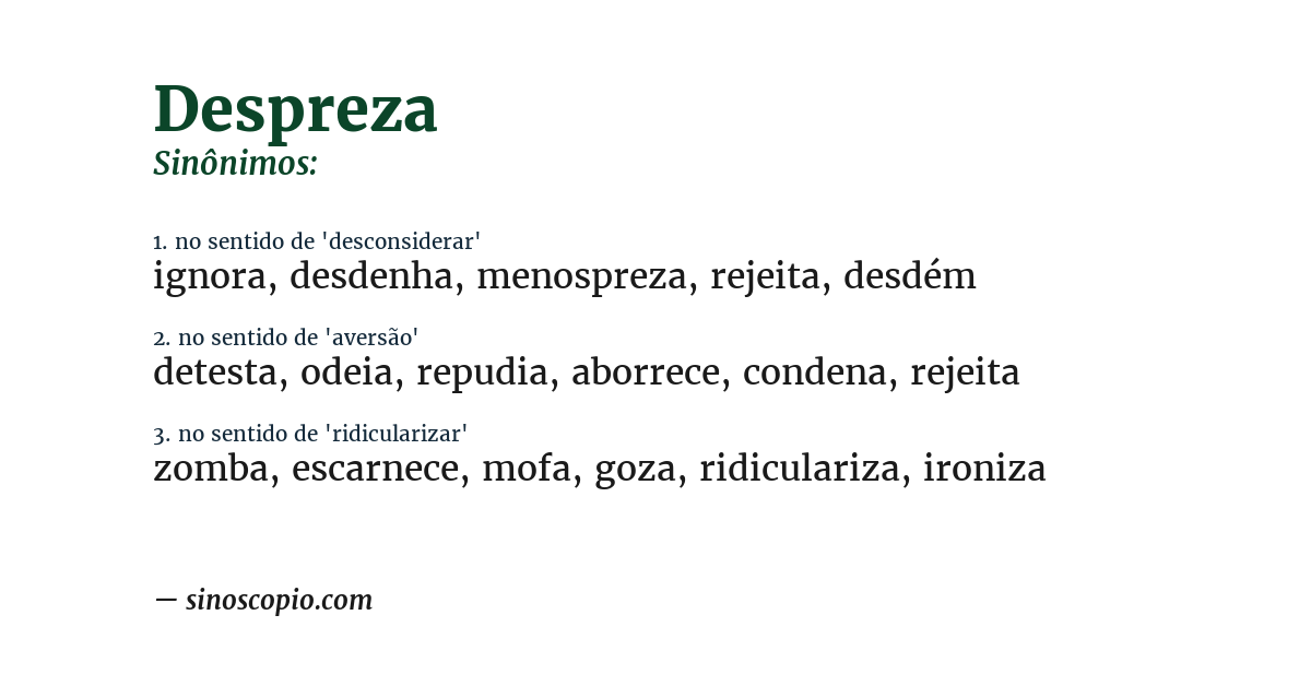 Sinônimo de despreza