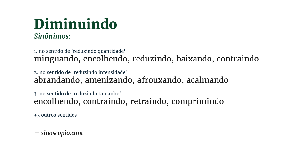 Sinônimo de diminuindo