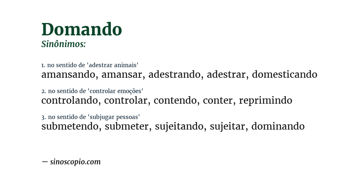Sinônimo de domando