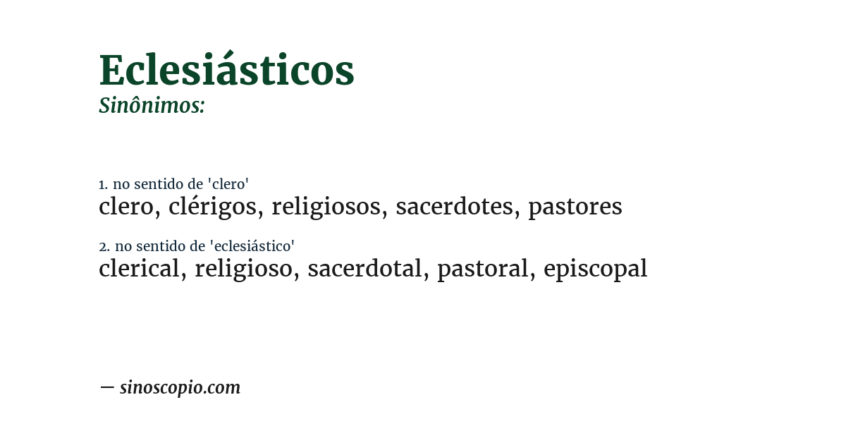 Sinônimo de eclesiásticos