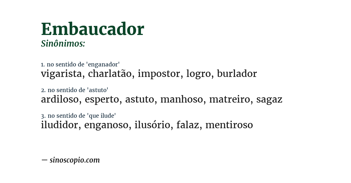 Sinônimo de embaucador