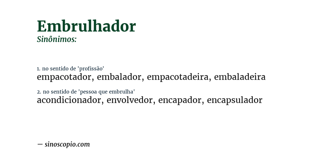 Sinônimo de embrulhador