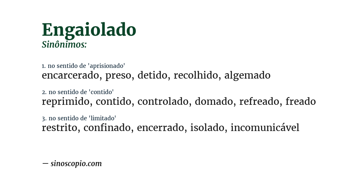 Sinônimo de engaiolado