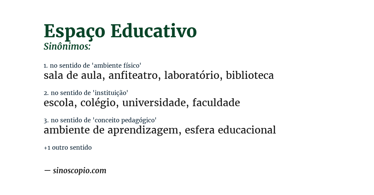 Sinônimo de espaço educativo