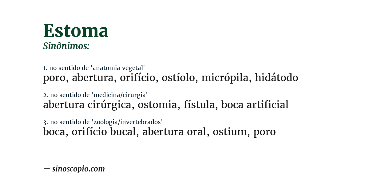Sinônimo de estoma