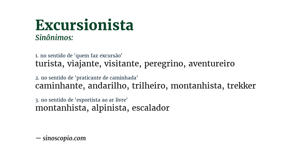 Sinônimo de excursionista