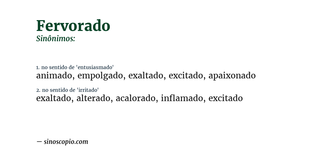Sinônimo de fervorado
