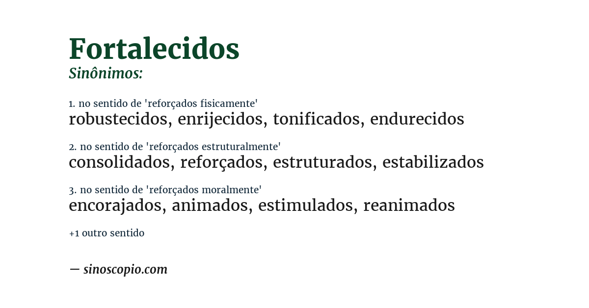 Sinônimo de fortalecidos