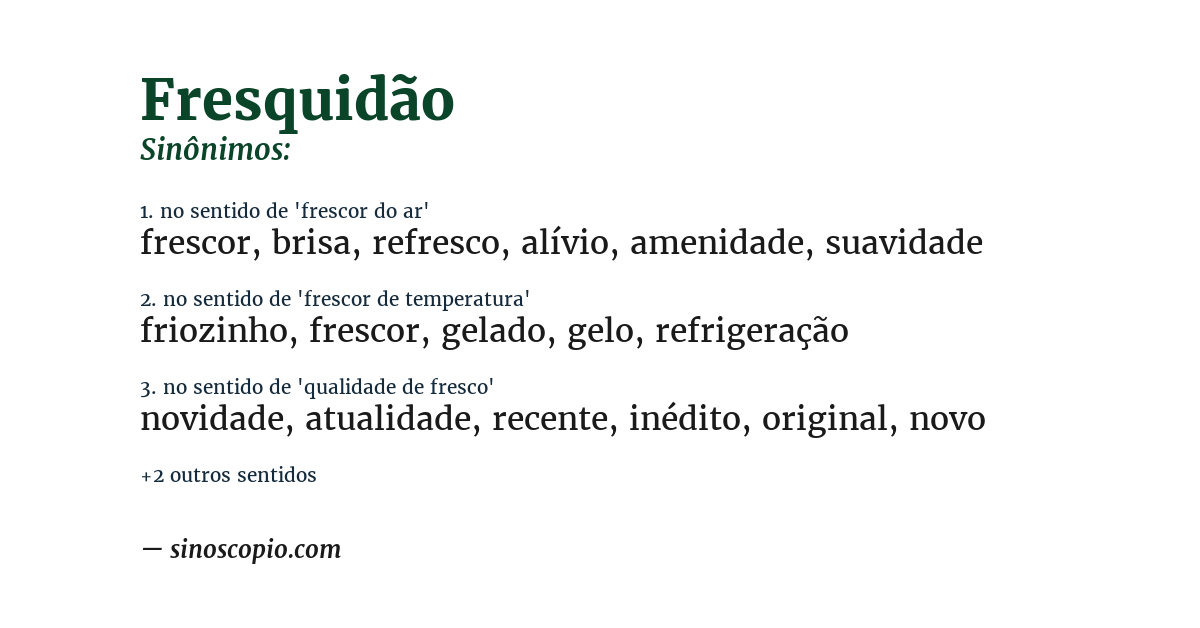 Sinônimo de fresquidão