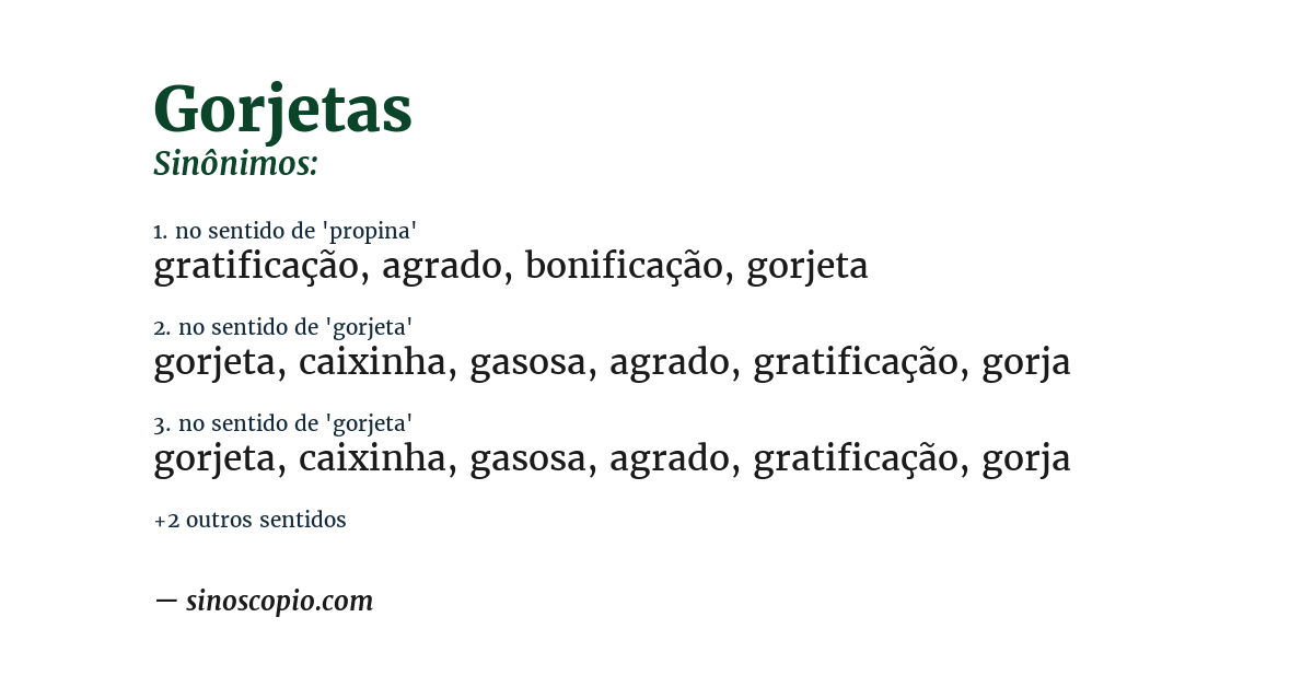 Sinônimo de gorjetas