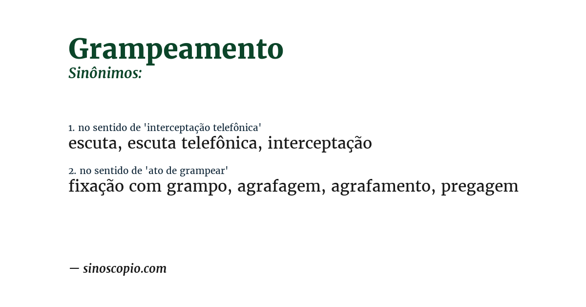Sinônimo de grampeamento
