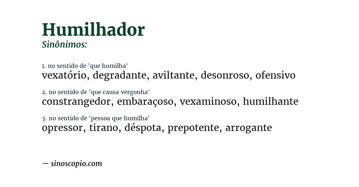 Sinônimo de humilhador