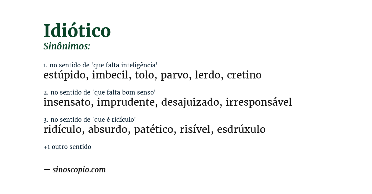 Sinônimo de idiótico
