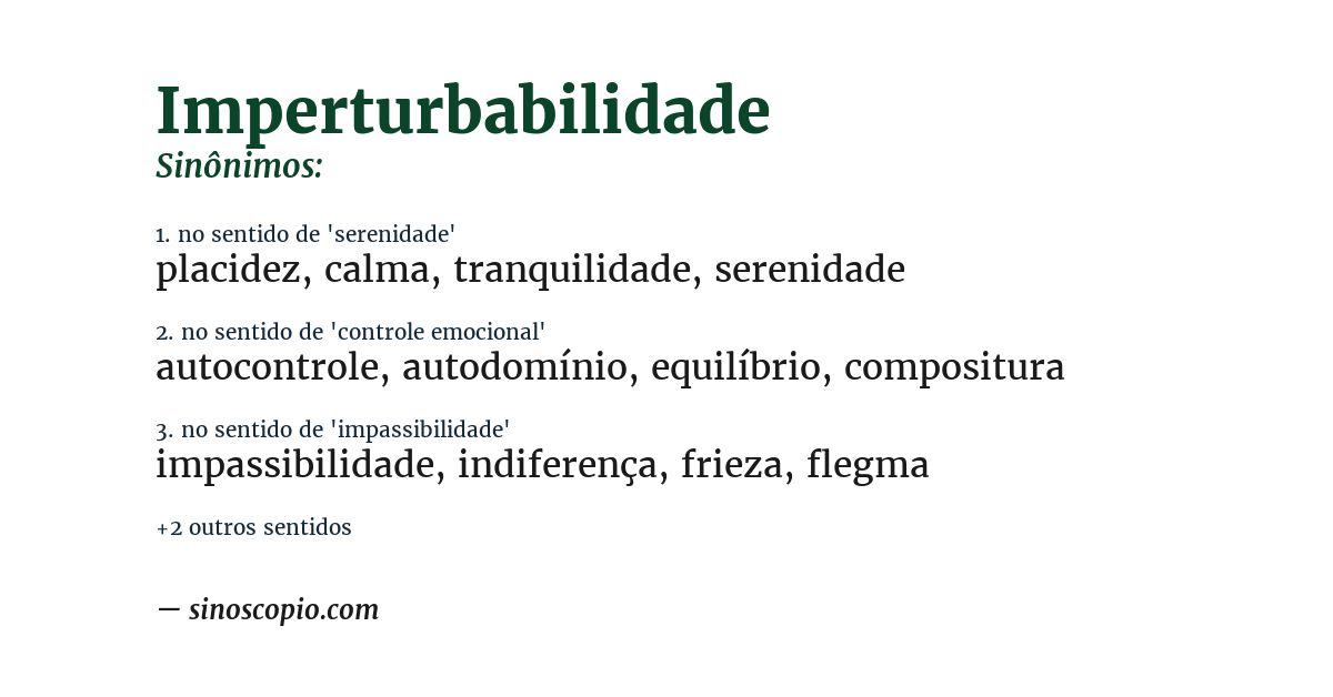 Sinônimo de imperturbabilidade