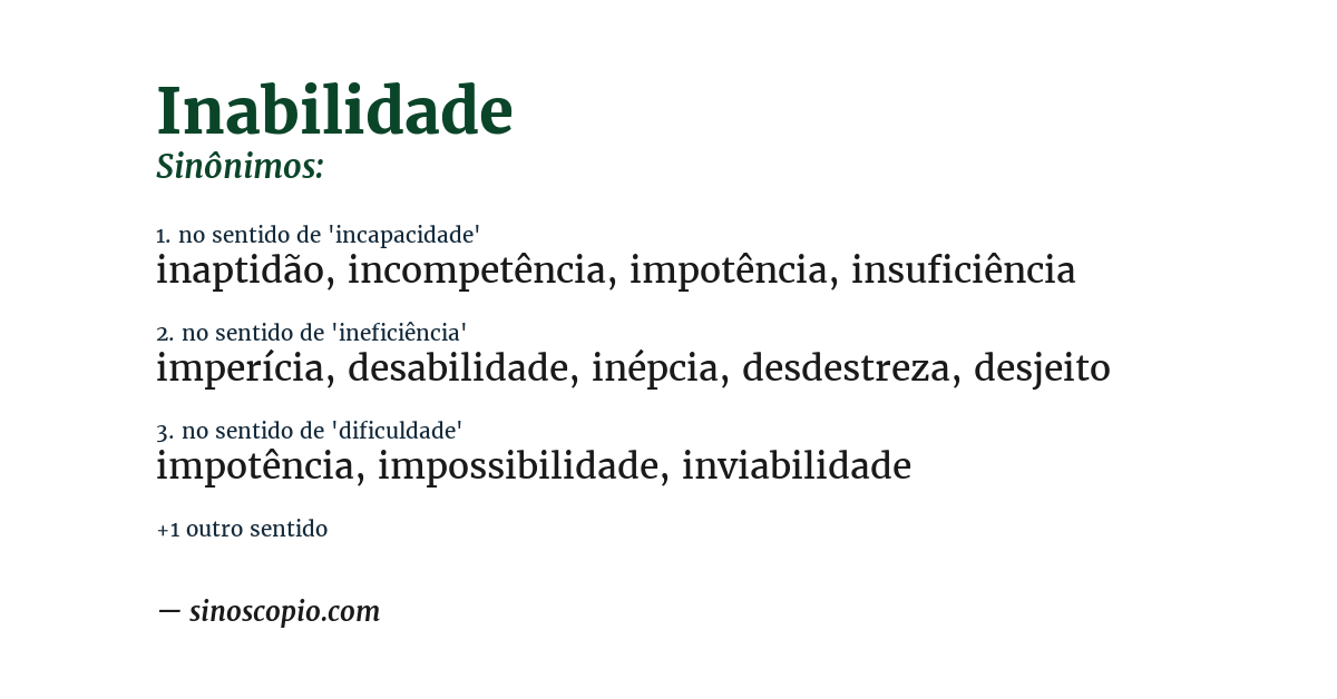 Sinônimo de inabilidade
