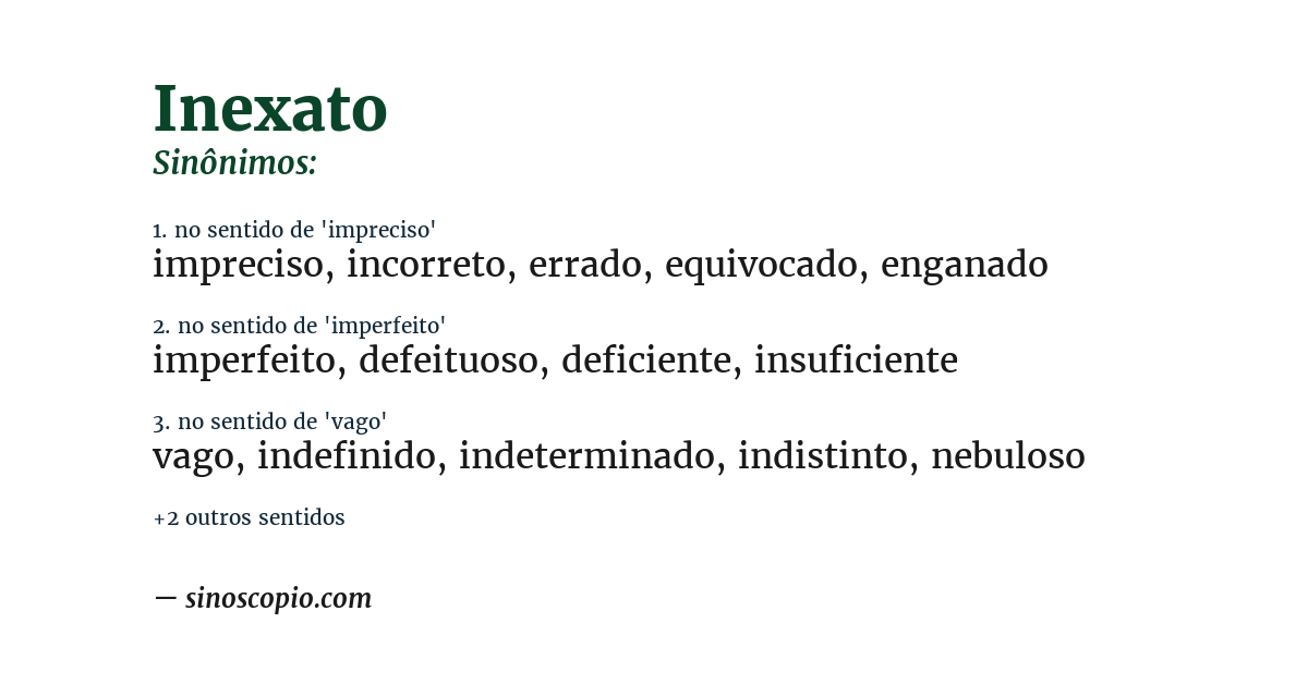 Sinônimo de inexato