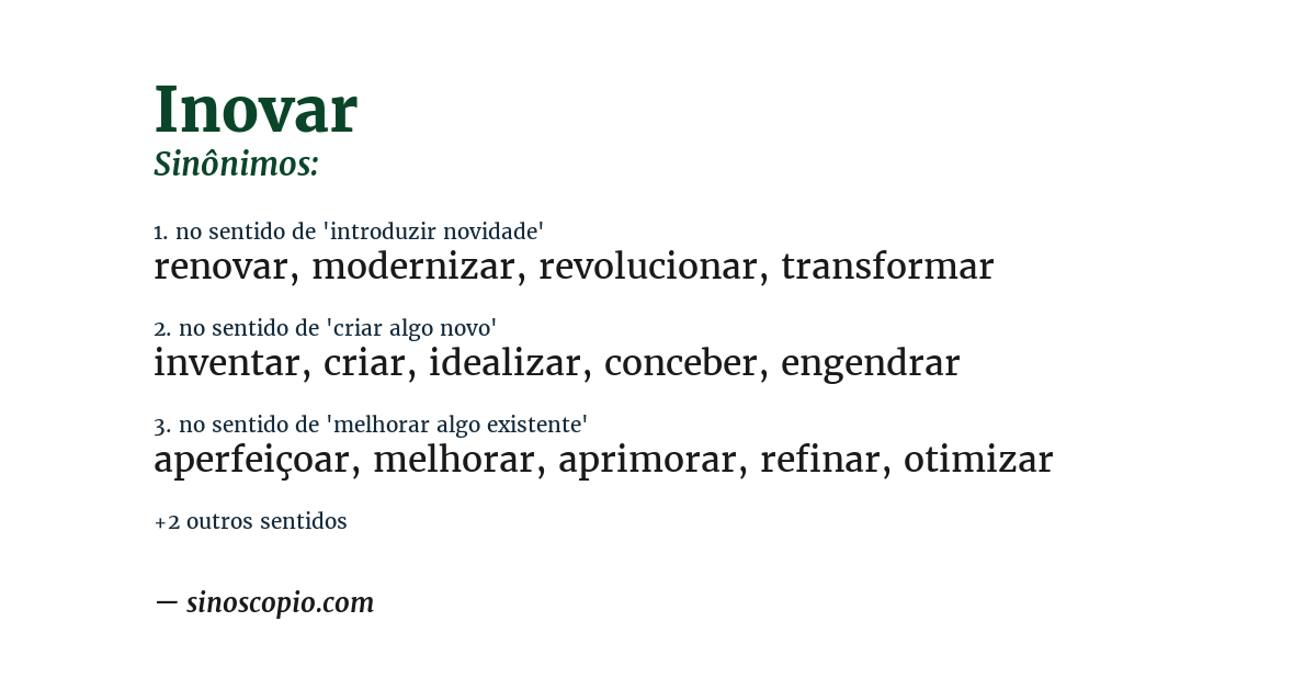 Sinônimo de inovar